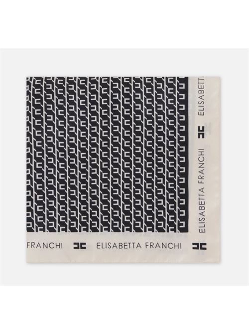 FOULARD IN TWILL DI SETA ELISABETTA FRANCHI | FO15F56E2EF3 Nero/Milk